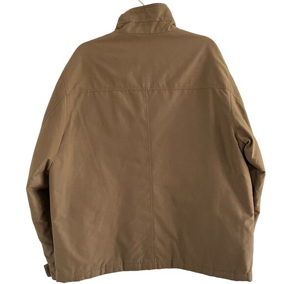 Perry Ellis Portfolio Mens L Bomber Jacket Tan Windbreaker Utility Insulated - Picture 2 of 10